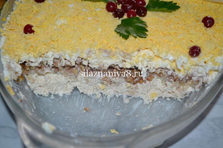 салат с ананасами и курицей