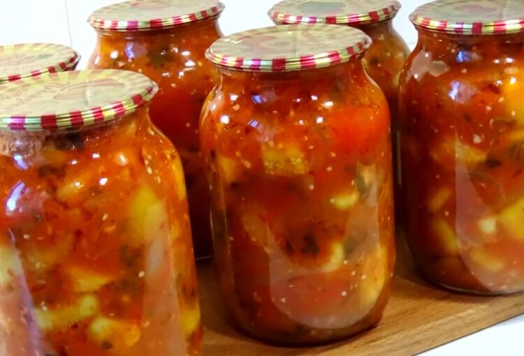 Рецепт салат Десяточка из баклажанов на зиму без уксуса